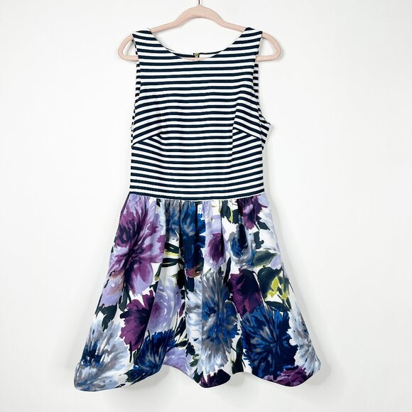 2/$24 Taylor Stripe and Floral Print A-line Dress Multi 14 #A0279 TRB2 - Picture 3 of 8